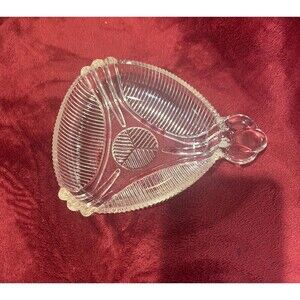 Hazel Atlas Pattern No 577 Handled Mid Century Modern Triangle Nut / Candy Dish